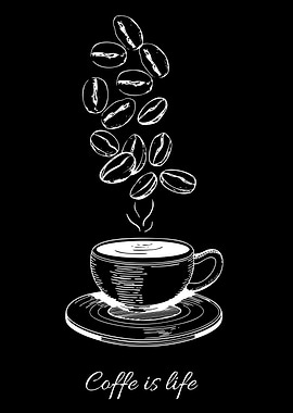 Coffee Beans Pouring into Cup