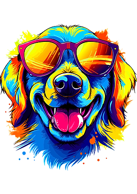 Colorful Dog Wearing Sunglasses