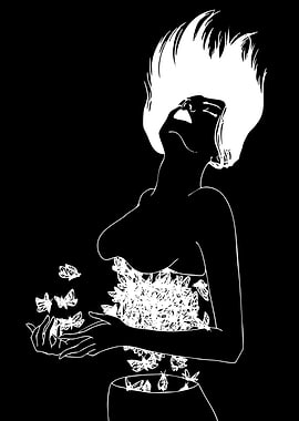 Woman with Butterflies Emerging from Body