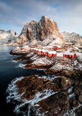 Snowy Norwegian Fishing Village
