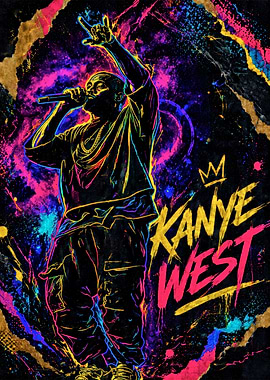 Kanye West Neon Outline Art