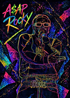 A$AP Rocky Neon Outline Art