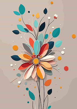 Colorful Abstract Floral Illustration