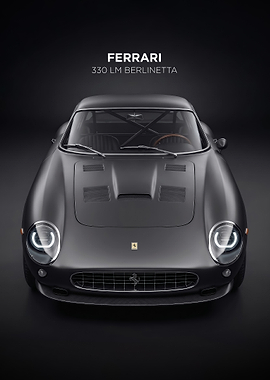 sleek Ferrari 330 LM Berlinetta black car poster