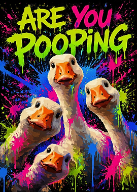 Funny Geese with Paint Splatter