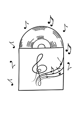Vinyl Record with Music Notes
