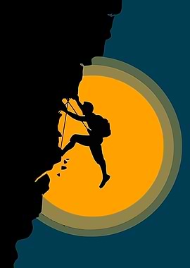 Silhouette Climber Against Sunset