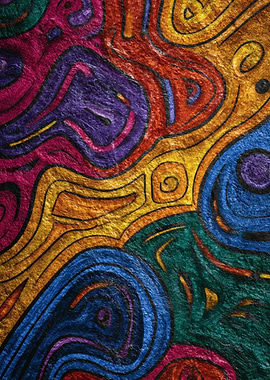 Aboriginal Tribal Wall Painting Vibrant Abstract Swirls