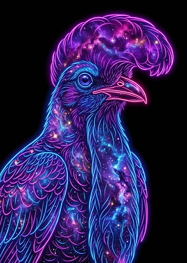 Long-wattled Umbrellabird Neon Art
