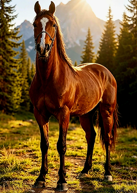Majestic Horse in Mountain Landscape