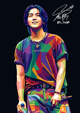 BTS Suga Pop Art Portrait