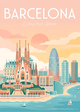 Barcelona Skyline with Sagrada Familia