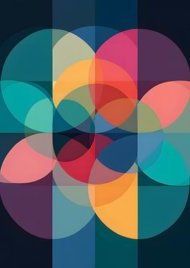 Geometric Circles Abstract Art, Colorful Circles Art