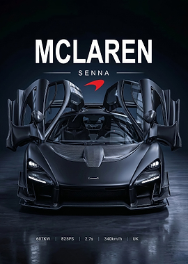 sleek black McLaren Senna Supercar open doors