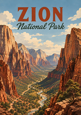 Zion National Park Vintage Poster