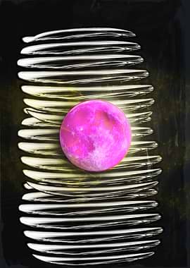 Pink Planet on Abstract Background