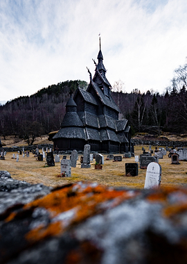 Ancient Wooden Church and Graveyard