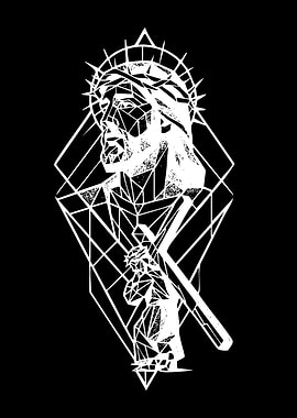 Geometric Jesus with Crown of Thorns