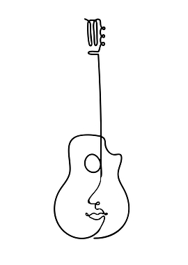 Abstract Guitar Face Line Art