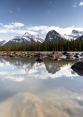 Mountain Reflection in Calm Water