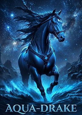 Aqua-Drake Horse in Starry Night