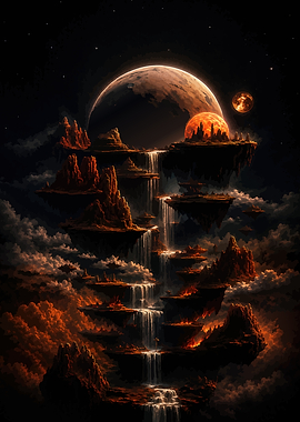 Floating Islands Waterfall Celestial