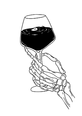 Skeleton Hand Holding Wine Glass
