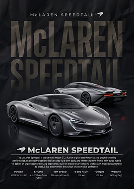 sleek McLaren Speedtail Hyper GT car poster