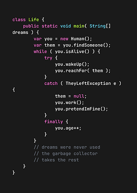 Code Snippet About Life and Dreams