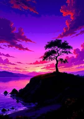 Vibrant Sunset Over a Serene Lake