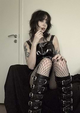Goth Fashion Model in Black Outfit