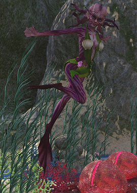 Fantasy Sea Creature in Underwater Environment, guarding her eggs