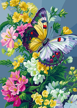 Butterfly on a Floral Background