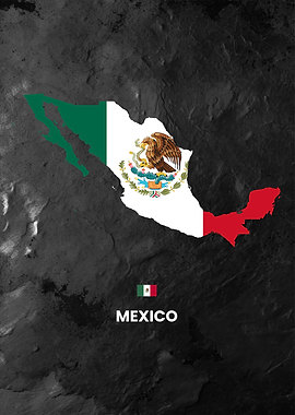 Map of Mexico with Flag