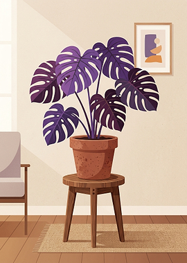 Purple Monstera Plant in a Pot
