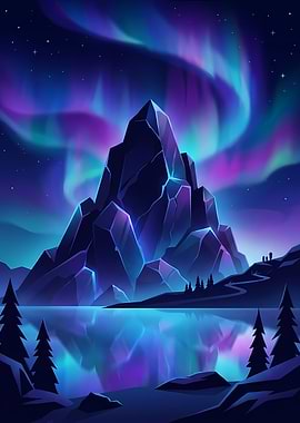 Aurora Borealis over Crystal Mountains