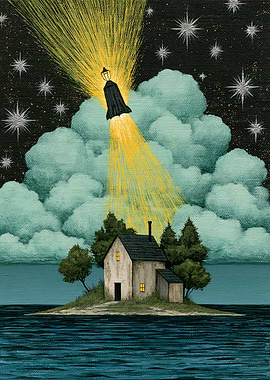 Mystical Lighthouse in a Starry Night