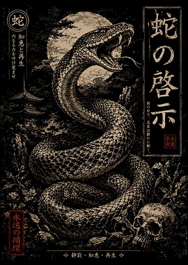 Mystic Serpent Moon Poster Japanese Dark Fantasy Wall Art