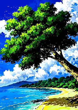 Vibrant Tropical Beach Scene