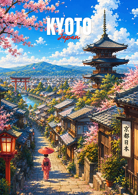 Kyoto Japan Cherry Blossom Scene