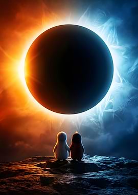 Amber and Frosty Watching a Solar Eclipse