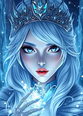 Ice Queen with Crown and Snowflakes