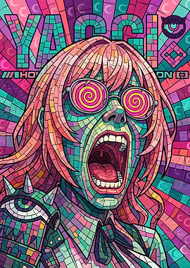 Psychedelic Screaming Woman Mosaic