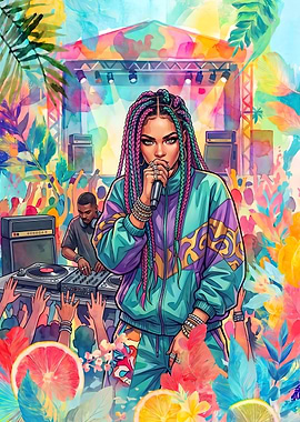 Summer Festival female Rapper Performing