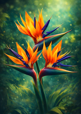 Bird of Paradise Flowers in Jungle