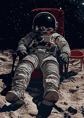 Astronaut relaxing on the moon