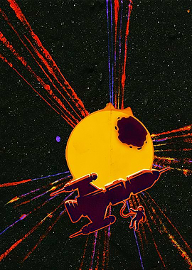 Astronaut and Spaceship Near a Planet