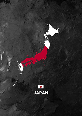Map of Japan with Flag