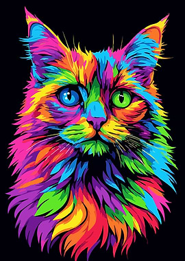 Vibrant Pop Art Cat Portrait