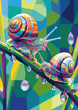 Colorful Snails on a Branch